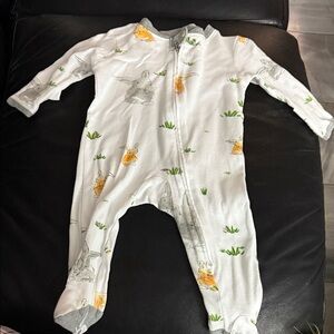 Adorable White and Gray Kids Footie with Animal Print